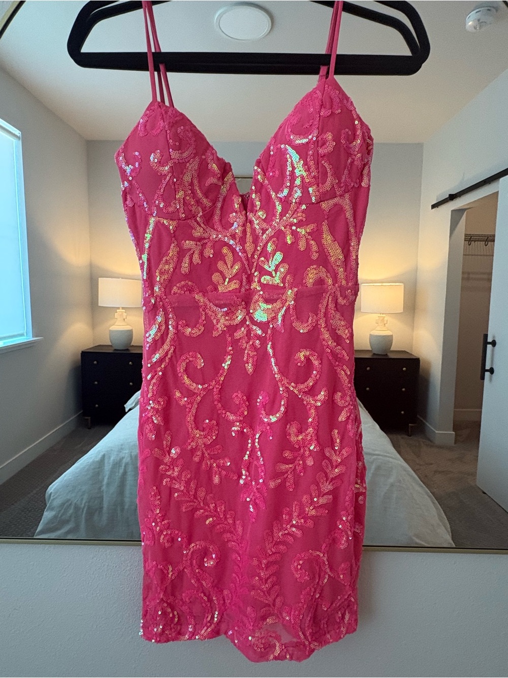 Windsor Hot Pink Sequin Mini Dress